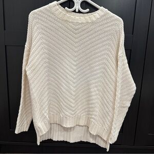 Roots Cotton Blend Knit Oversized Ivory Sweater Size XS Women’s